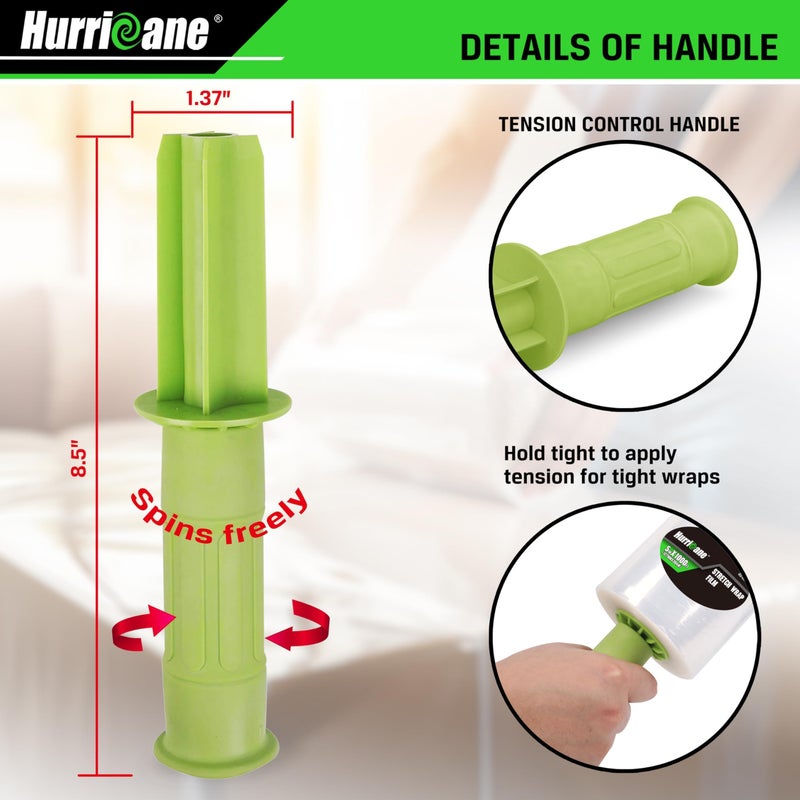 HURRICANE Stretch Wrap Film with Plastic Handle, 2 Pack Mini Clear Stretch Wrap Film Roll, 80-Gauge 5 Inch 1000 Ft, Clear Shrink Wrap Roll Stretch Plastic Wrap Roll, for Packing, Moving, Storage - Image 4